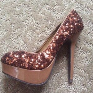 Brown Sequin Heels